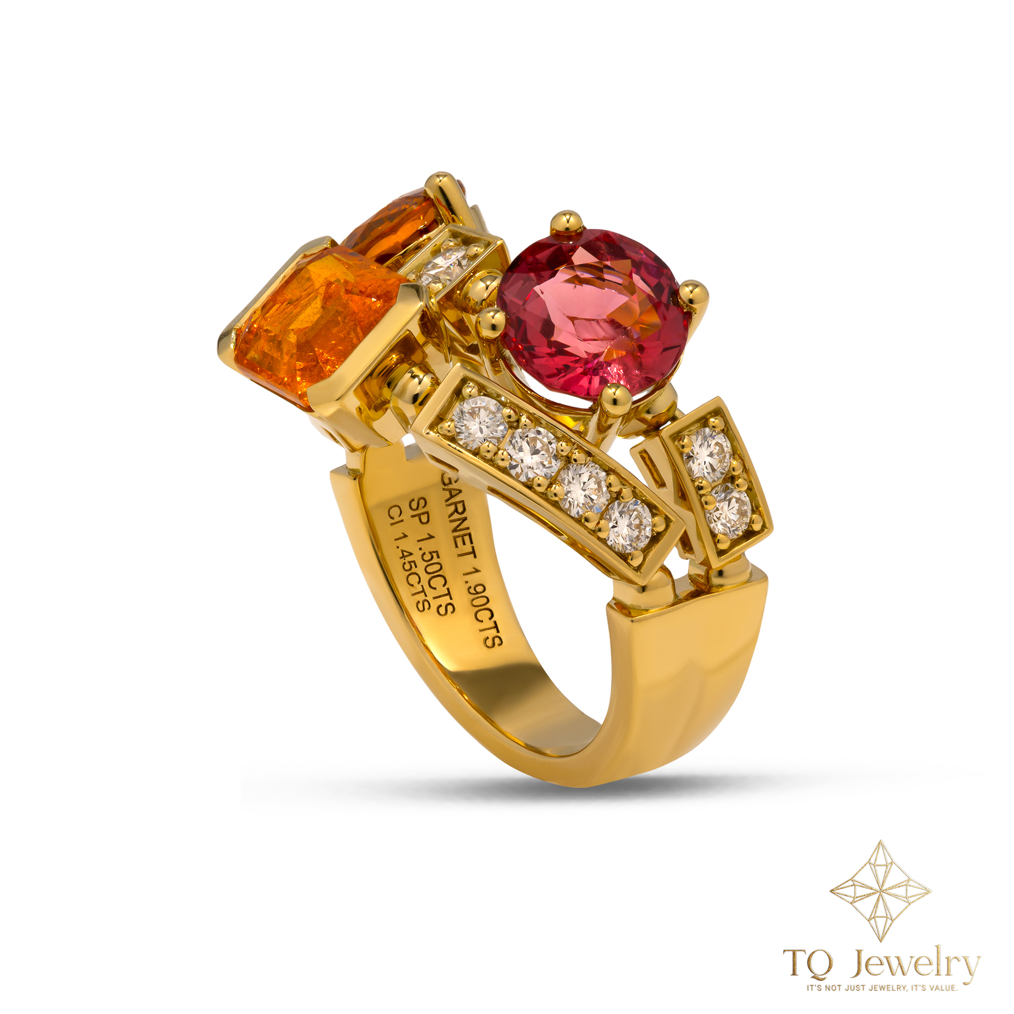 NHẪN SPESSARTITE GARNET - SPINEL- CITRINE